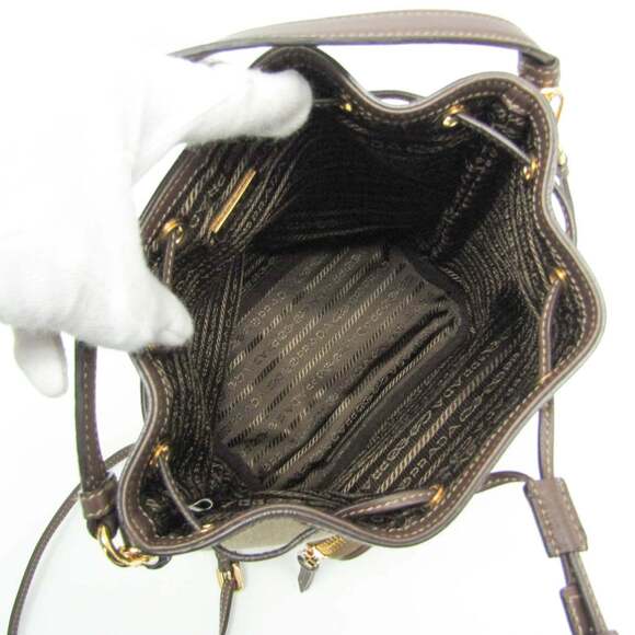 Prada Logo Jacquard Drawstring Bag Women's Leather,Jacquard Handbag,Shoulder ... - Picture 3 of 12